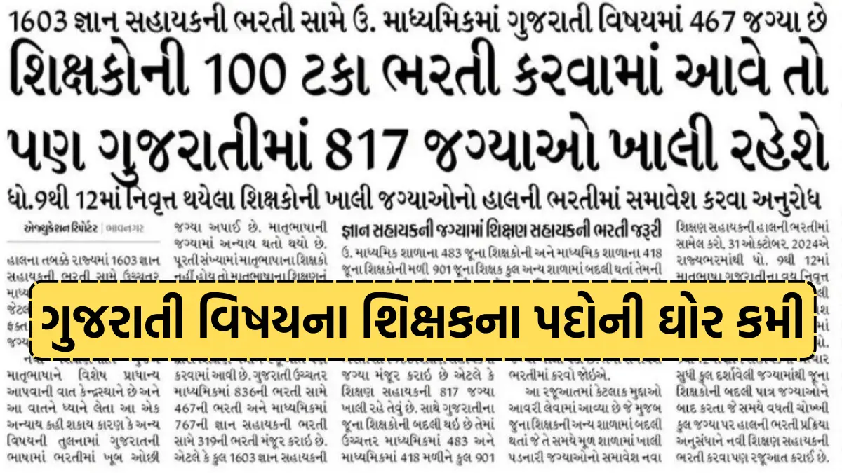 1603 Gyan sahayak bharti 2024 gujarat