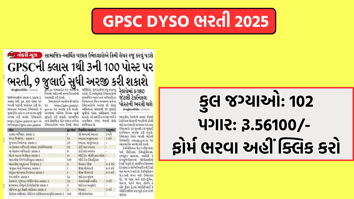 GPSC DYSO Recruitment 2025