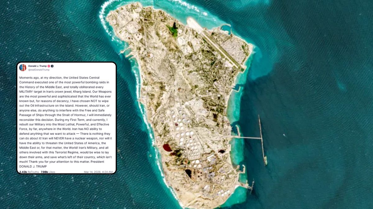 donald trump truth social kharg island